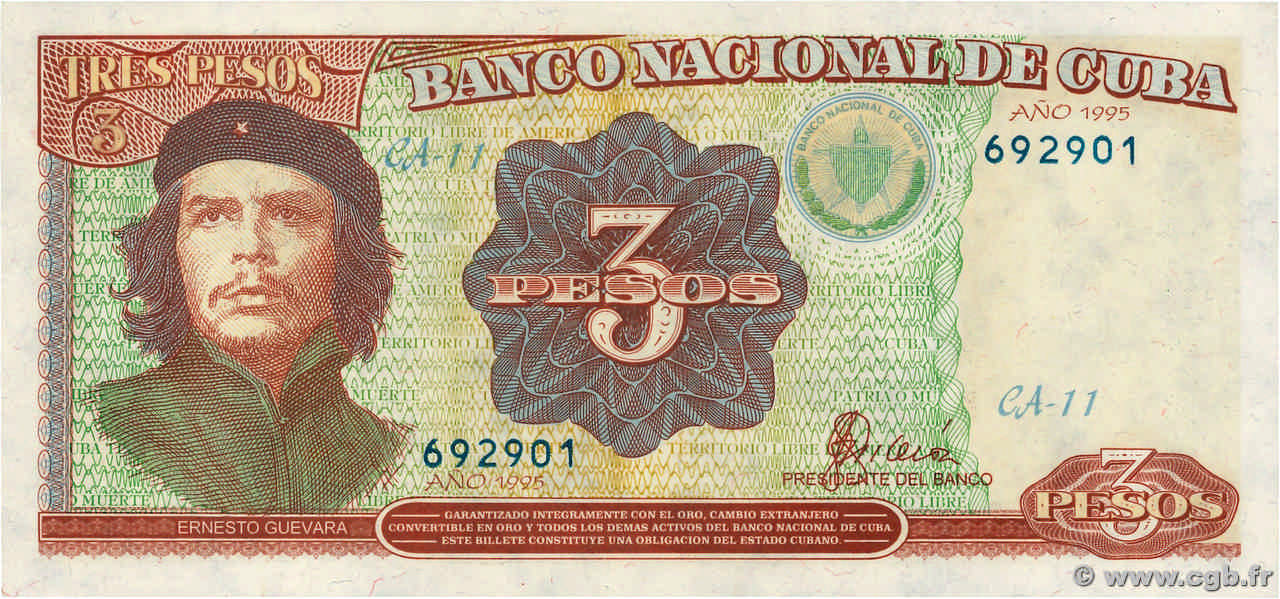 3 Pesos KUBA  1995 P.113 ST