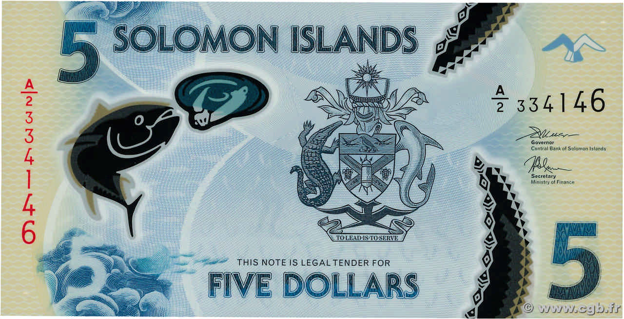 5 Dollars SOLOMON ISLANDS  2019 P.38 UNC