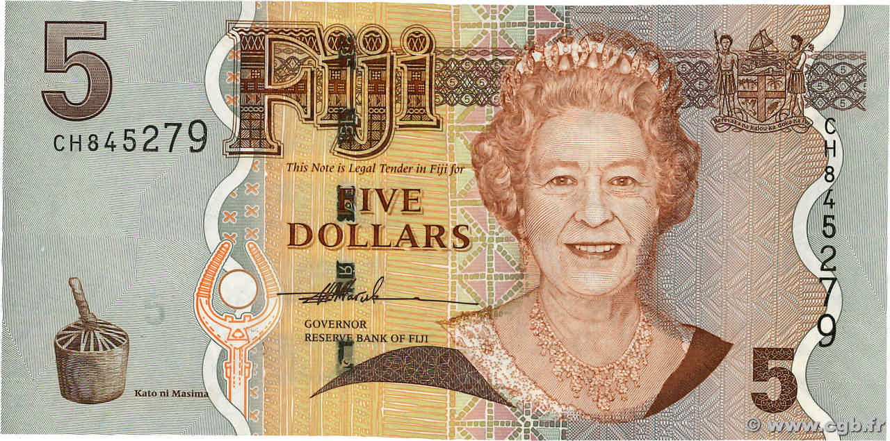5 Dollars FIJI  2007 P.110a UNC