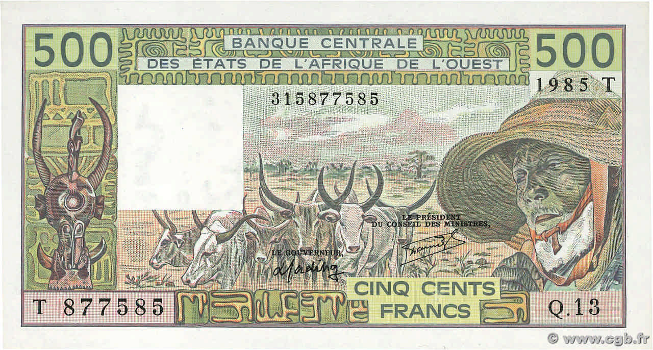 500 Francs WEST AFRICAN STATES  1985 P.806Th UNC
