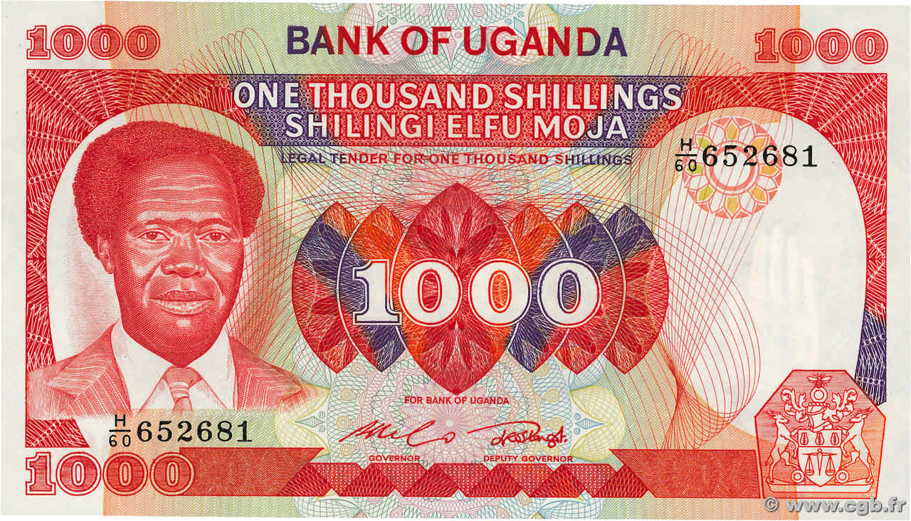 1000 Shillings UGANDA  1983 P.23a fST+