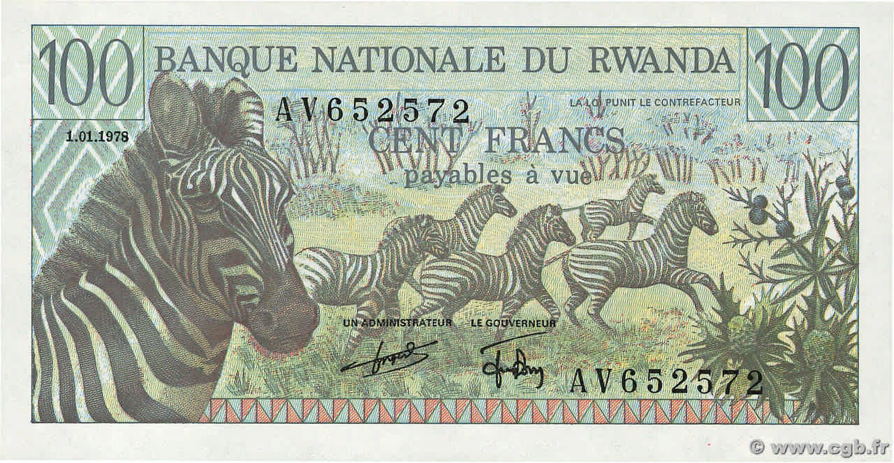 100 Francs RUANDA  1978 P.12a ST