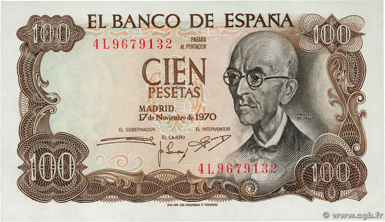 100 Pesetas ESPAGNE  1970 P.152a NEUF