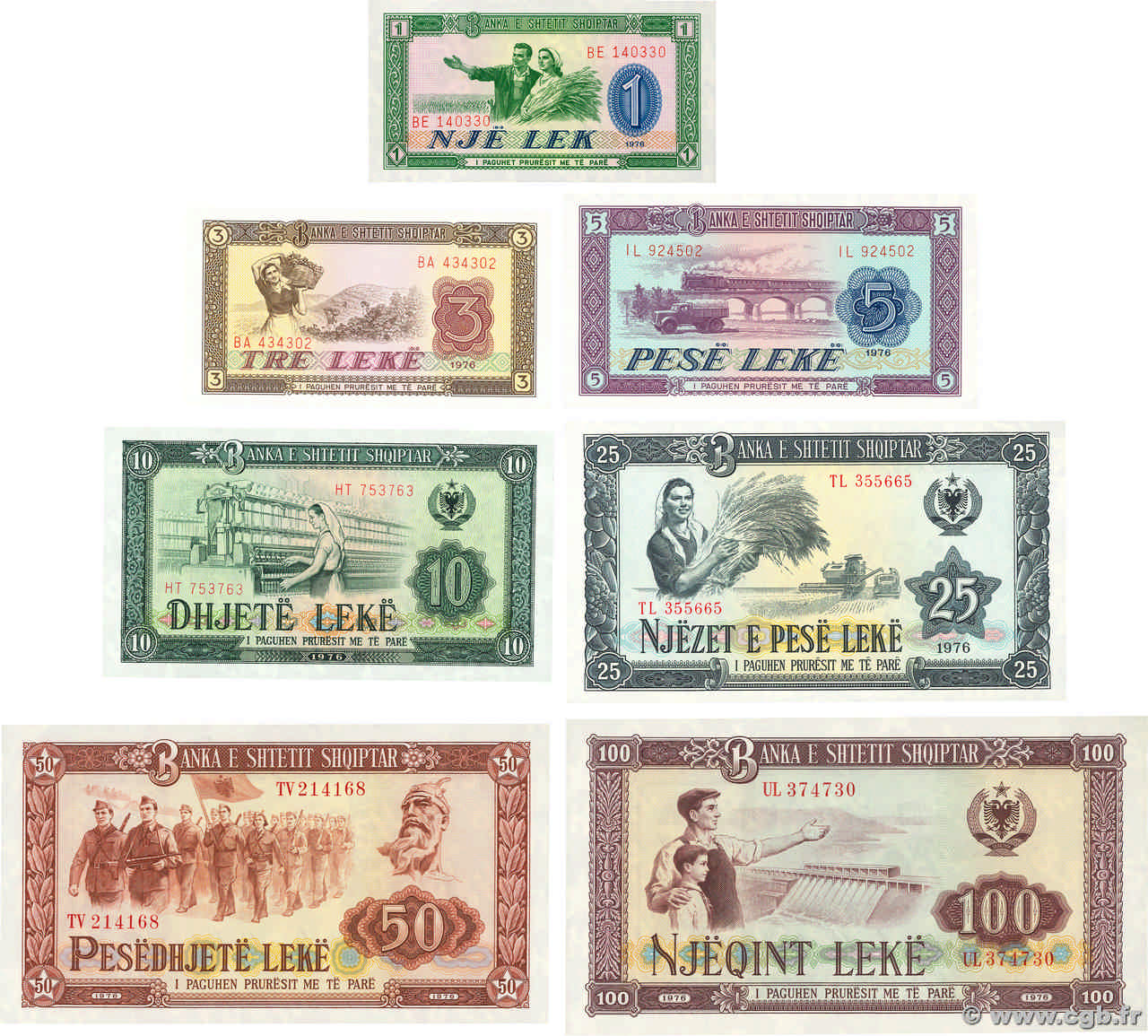 1 à 100 Lot ALBANIE  1976 P.40 à P.46 NEUF