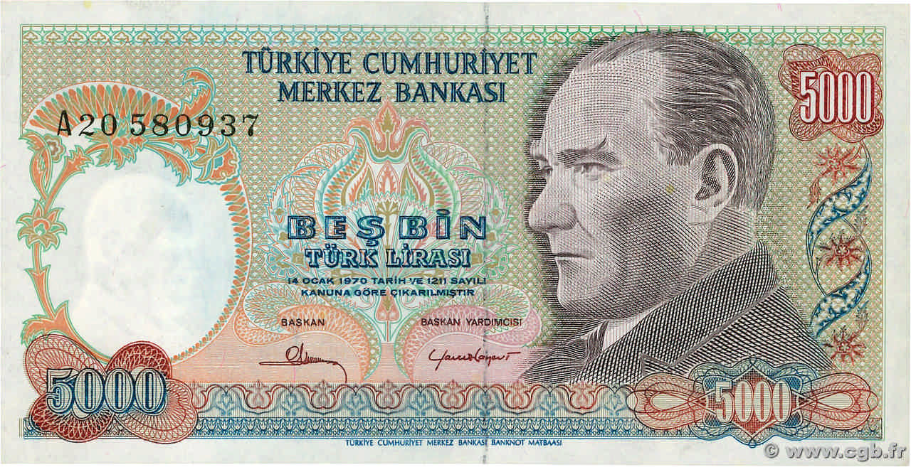 5000 Lira TURQUIE  1981 P.196A SUP