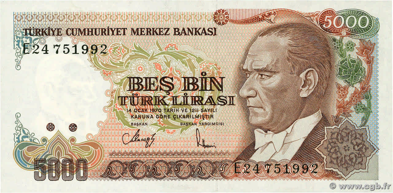 5000 Lira TURQUIE  1985 P.197b pr.NEUF
