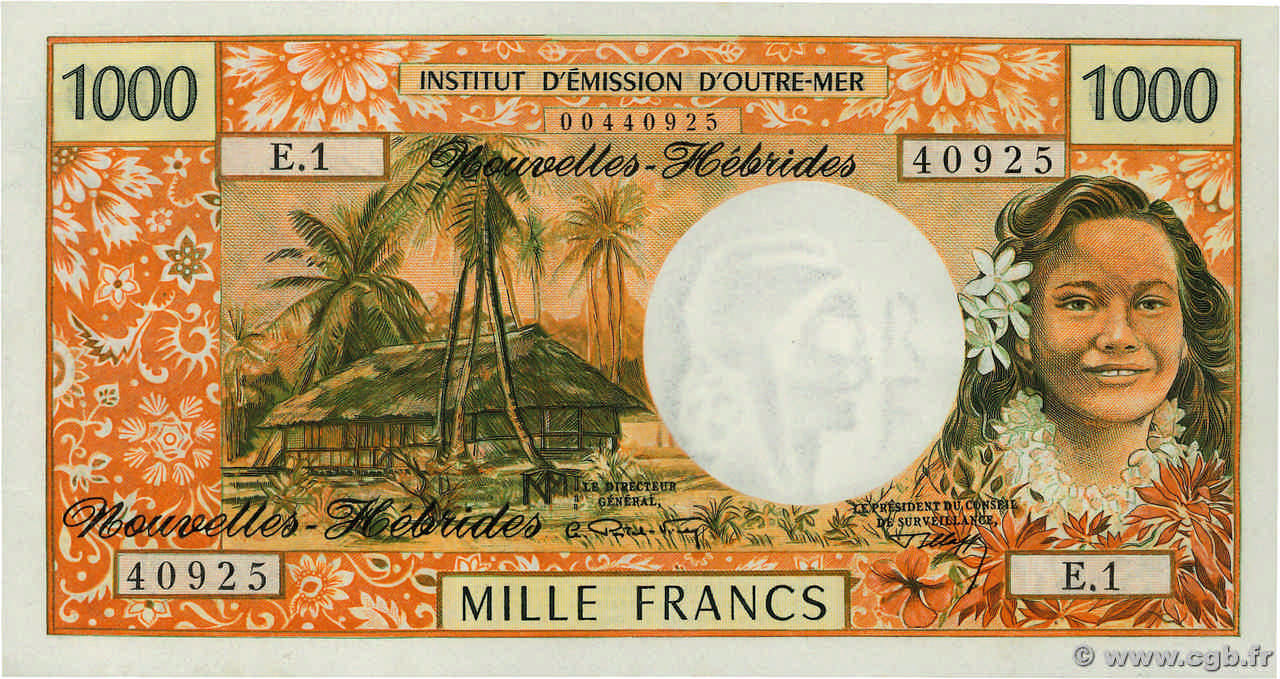 1000 Francs NOUVELLES HÉBRIDES  1970 P.20a NEUF