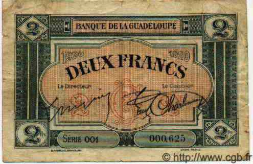 2 Francs  GUADELOUPE  1925 P.13 TB