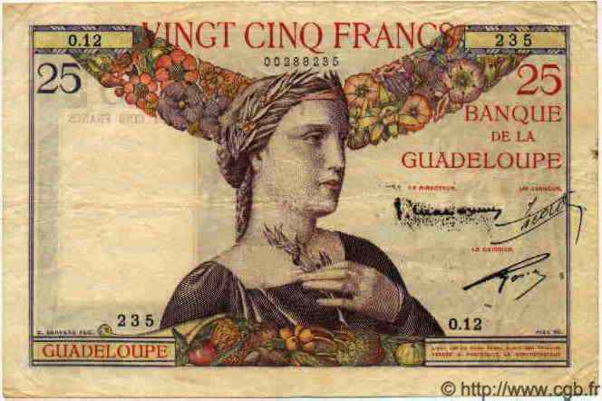 25 Francs GUADELOUPE  1934 P.14 VF