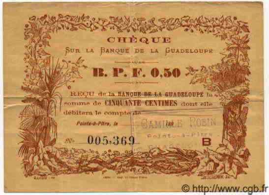 50 Centimes  GUADELOUPE  1890 P.20B TTB+