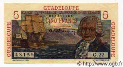 5 Francs Bougainville GUADELOUPE  1946 P.31 AU+