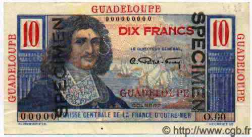 10 Francs Colbert Spécimen GUADELOUPE  1946 P.32s XF-