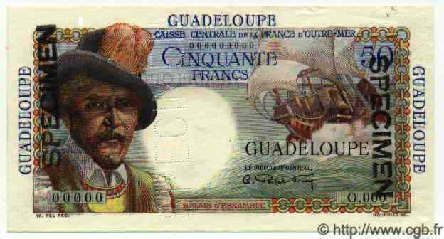 50 Francs Belain d Esnambuc Spécimen GUADELOUPE  1946 P.34s q.FDC