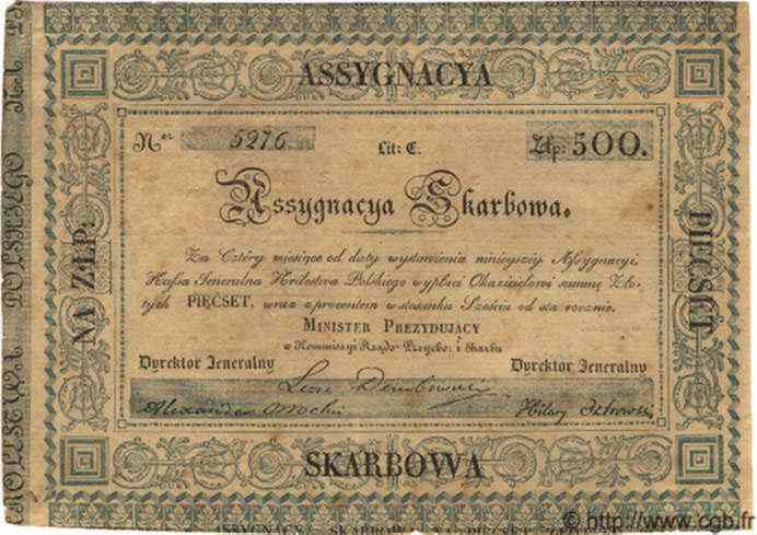 500 Zlotych POLOGNE  1831 P.A18B TTB