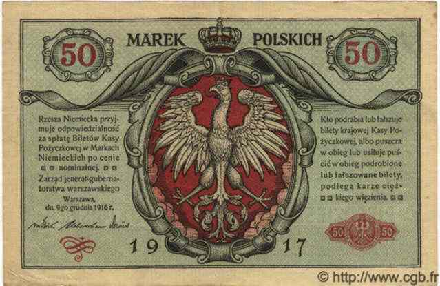 50 Marek POLONIA  1917 P.005 q.SPL