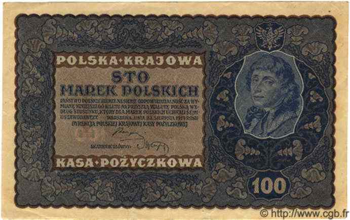 100 Marek POLEN  1919 P.027 ST