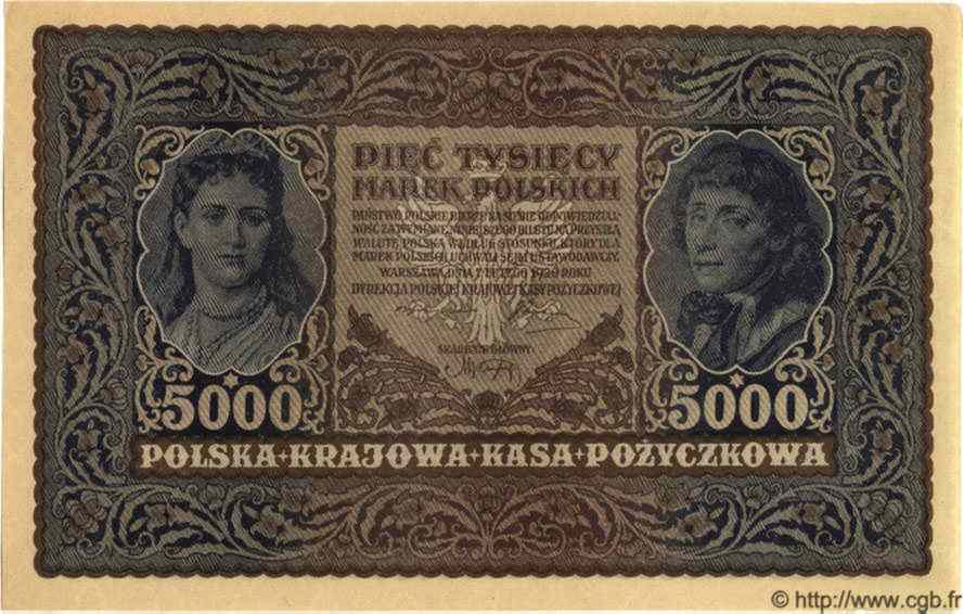 5000 Marek POLOGNE  1920 P.031 SPL