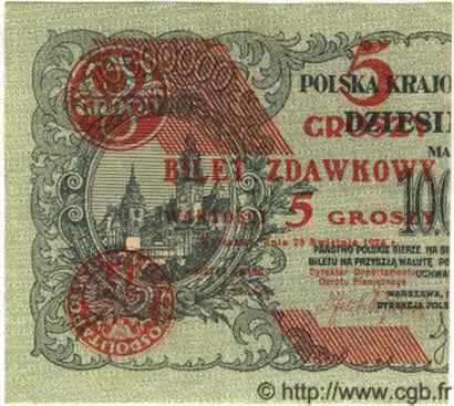 5 Groszy POLOGNE  1924 P.043a SPL