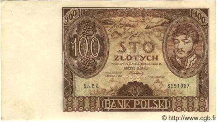 100 Zlotych POLONIA  1934 P.075 SC+