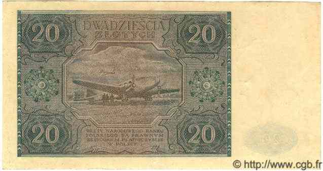 20 Zlotych POLONIA  1946 P.127 SPL