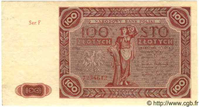 100 Zlotych POLOGNE  1947 P.131a SPL