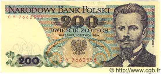 200 Zlotych POLAND  1986 P.144c UNC-