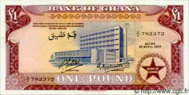 1 Pound GHANA  1959 P.02a pr.NEUF
