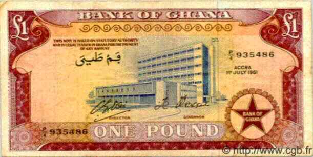 1 Pound GHANA  1961 P.02b TB+