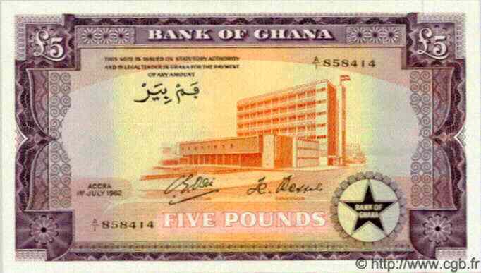 5 Pounds GHANA  1962 P.03 FDC