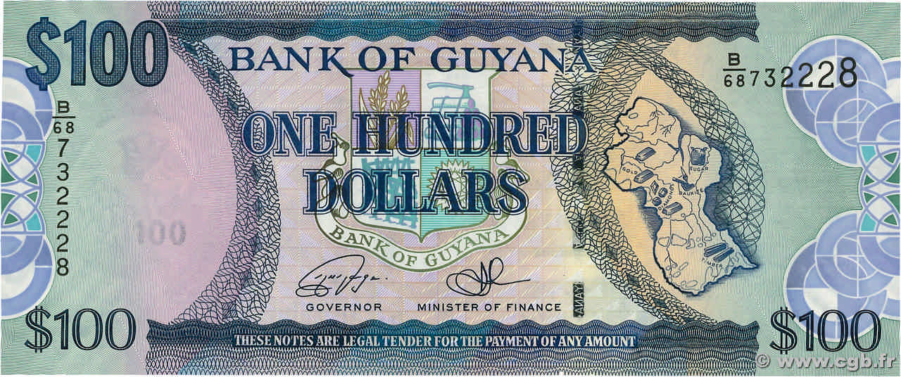 100 Dollars GUYANA  2022 P.36c SPL