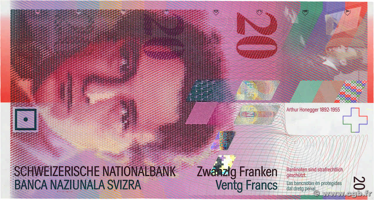 20 Francs SUISSE  1995 P.68b NEUF