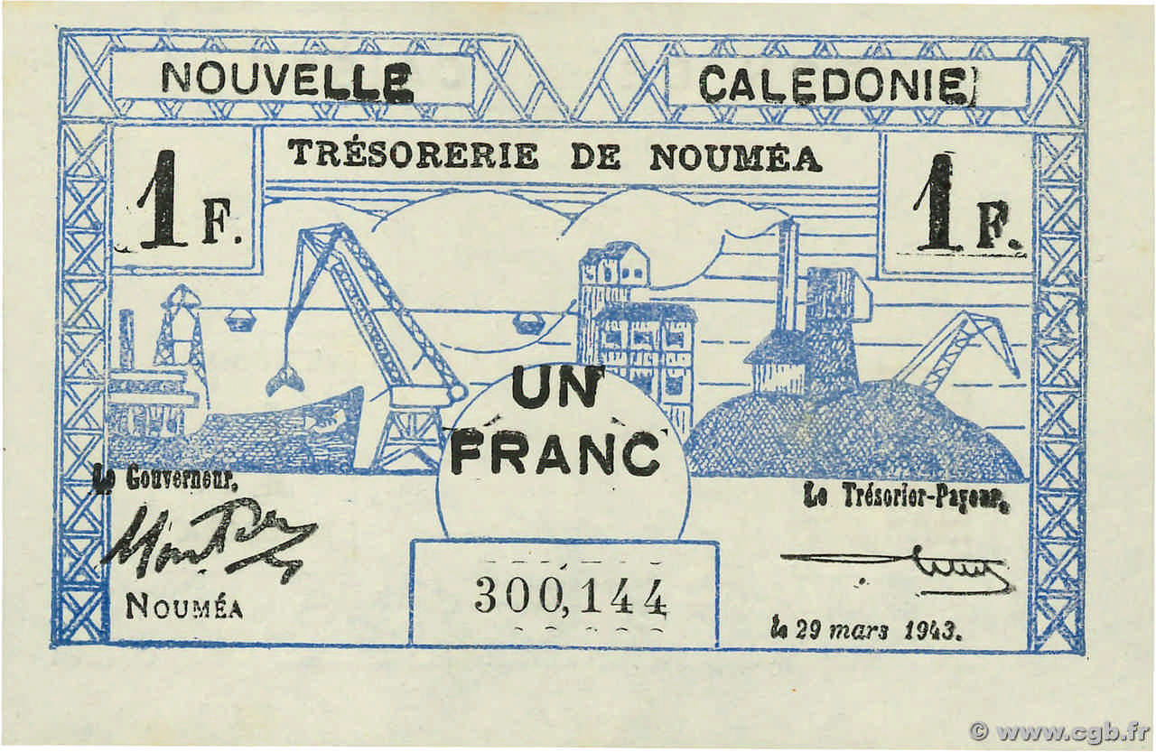 1 Franc NEW CALEDONIA  1943 P.55a UNC