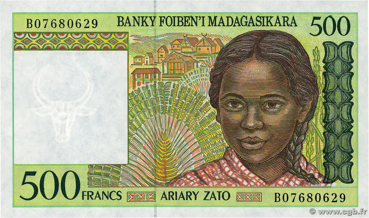 500 Francs - 100 Ariary MADAGASCAR  1994 P.075b NEUF