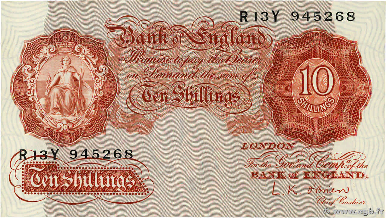 10 Shillings ANGLETERRE  1955 P.368c SPL