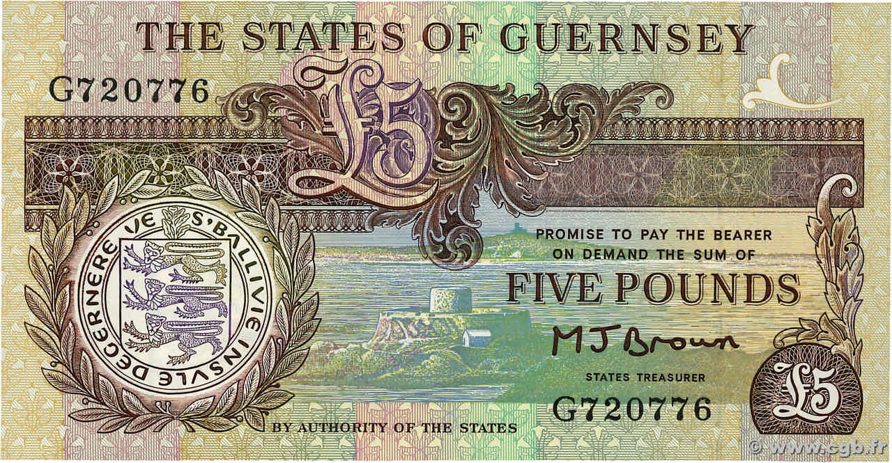 5 Pounds GUERNSEY  1990 P.53a FDC