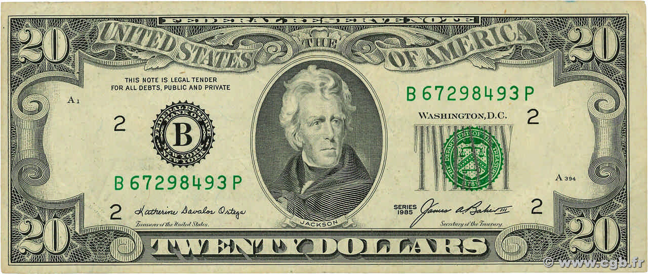 20 Dollars ÉTATS-UNIS D AMÉRIQUE New York 1985 P.477 TTB