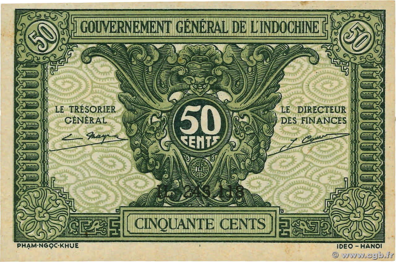 50 Cents INDOCHINE FRANÇAISE  1942 P.091a NEUF