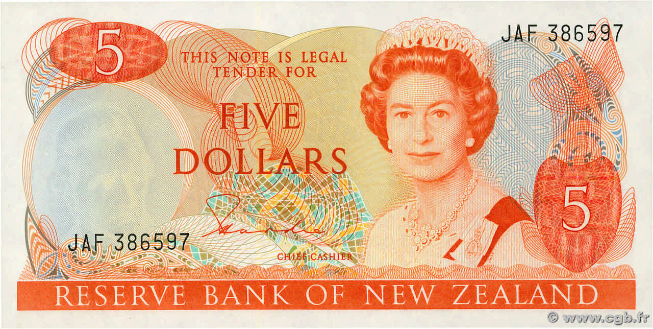 5 Dollars NOUVELLE-ZÉLANDE  1981 P.171a pr.NEUF