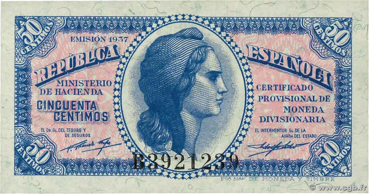 50 Centimos ESPAGNE  1937 P.093 pr.NEUF