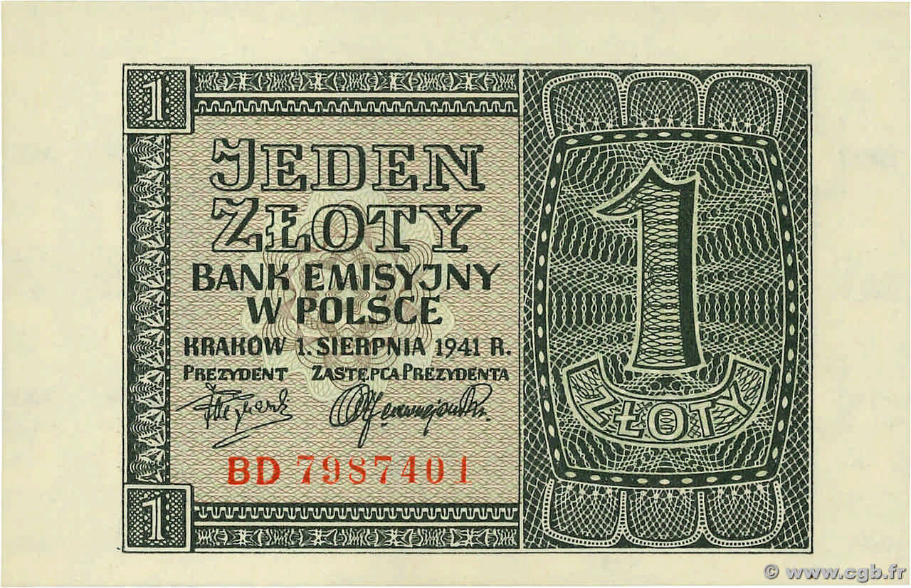 1 Zloty POLOGNE  1941 P.099 pr.NEUF