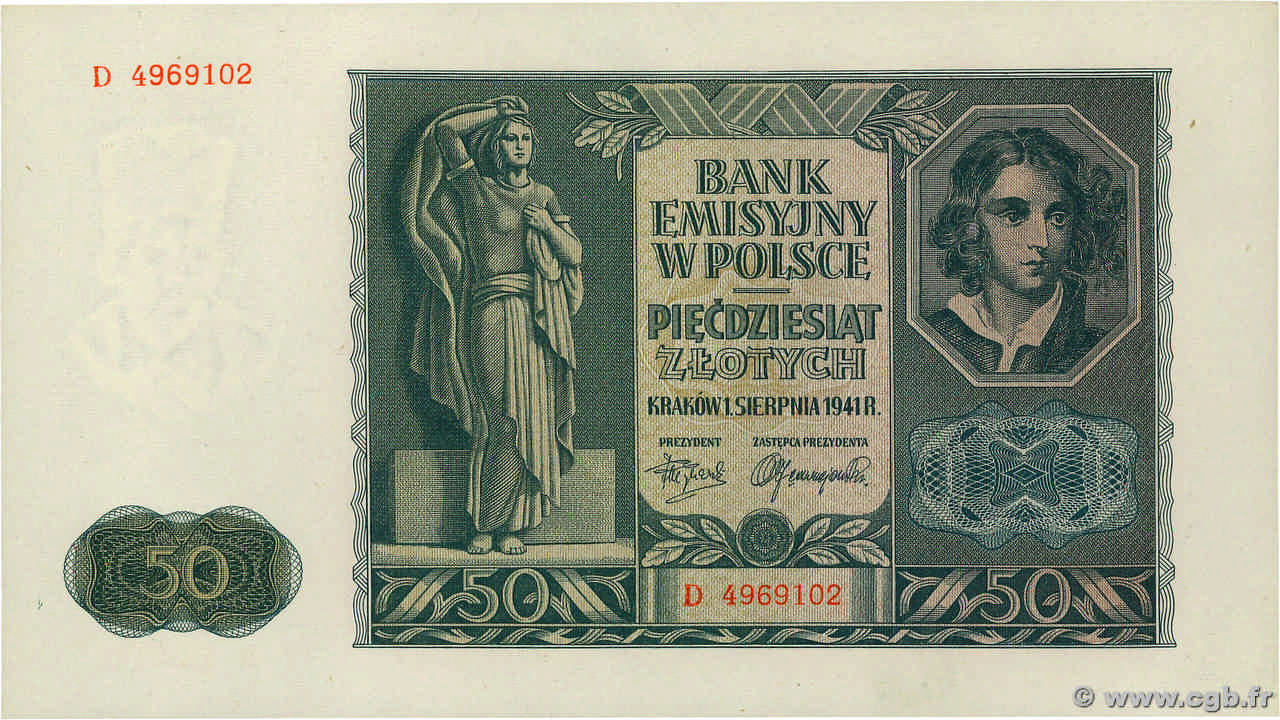 50 Zlotych POLOGNE  1941 P.102 NEUF