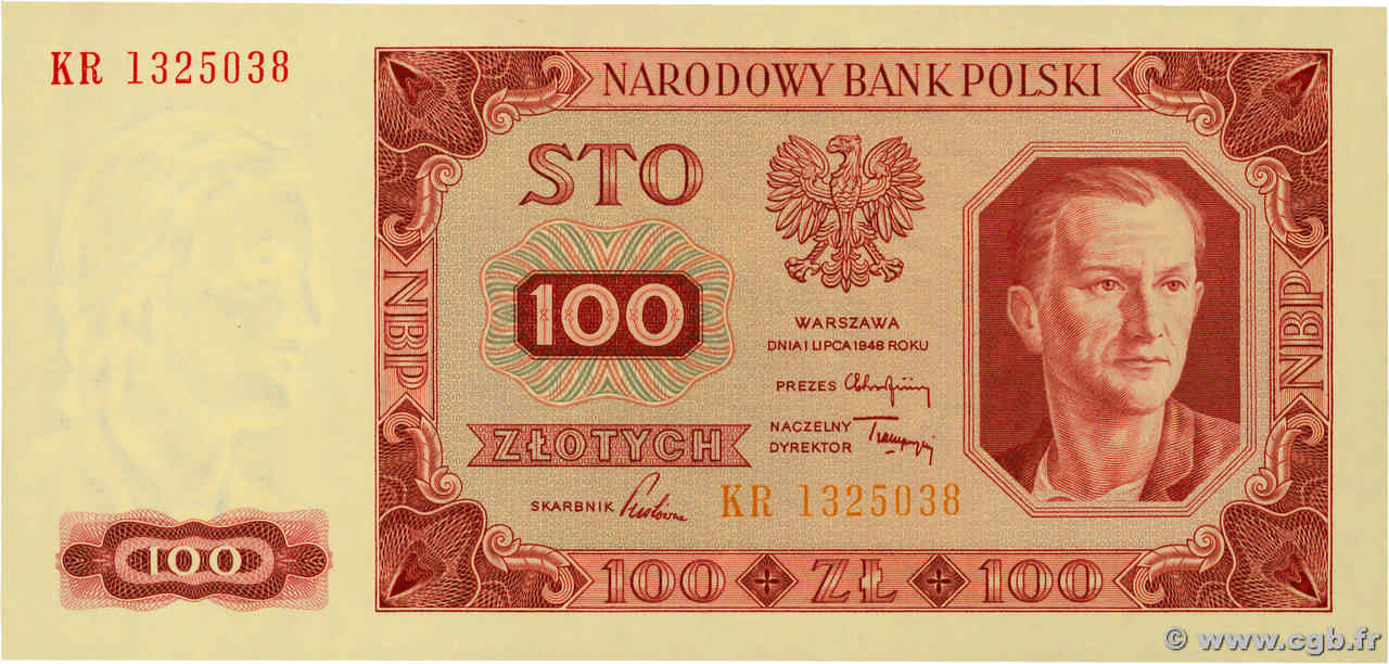 100 Zlotych POLOGNE  1948 P.139a NEUF