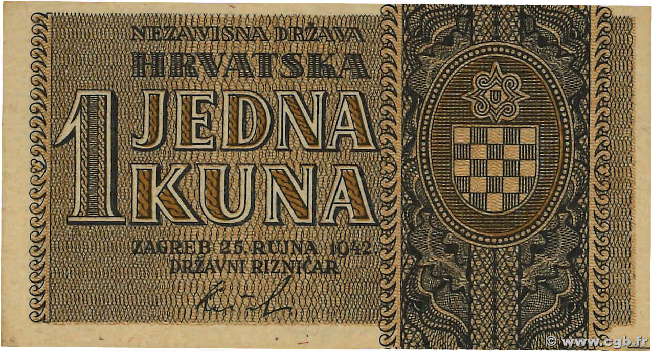 1 Kuna CROATIE  1942 P.07 NEUF