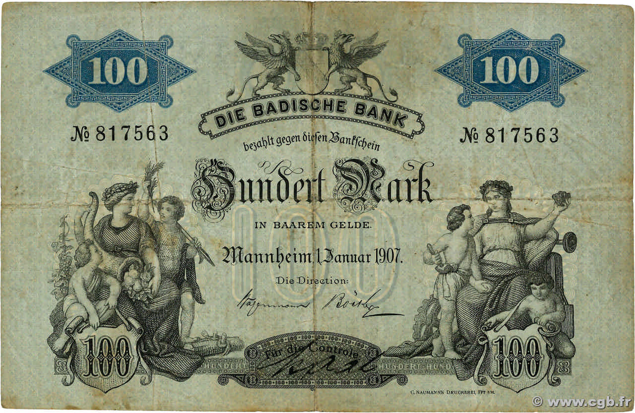 100 Mark ALLEMAGNE Mannheim 1907 PS.0906a TB
