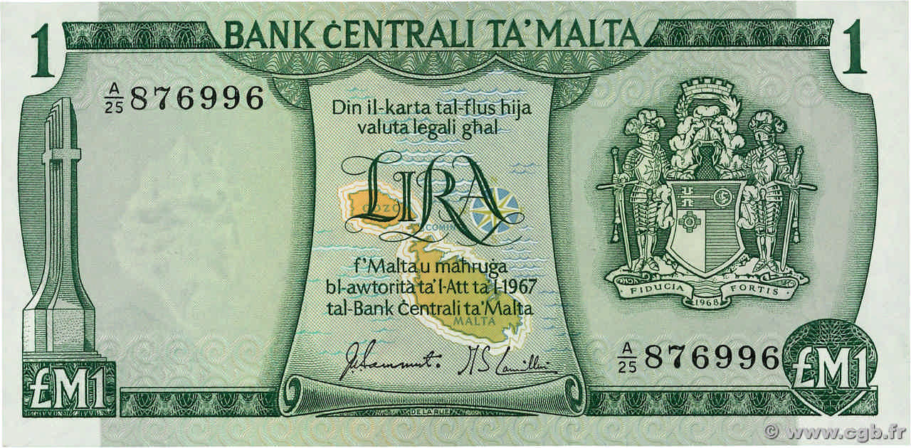 1 Lira MALTE  1973 P.31a SPL