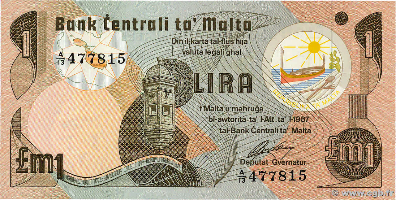 1 Lira MALTE  1979 P.34b NEUF