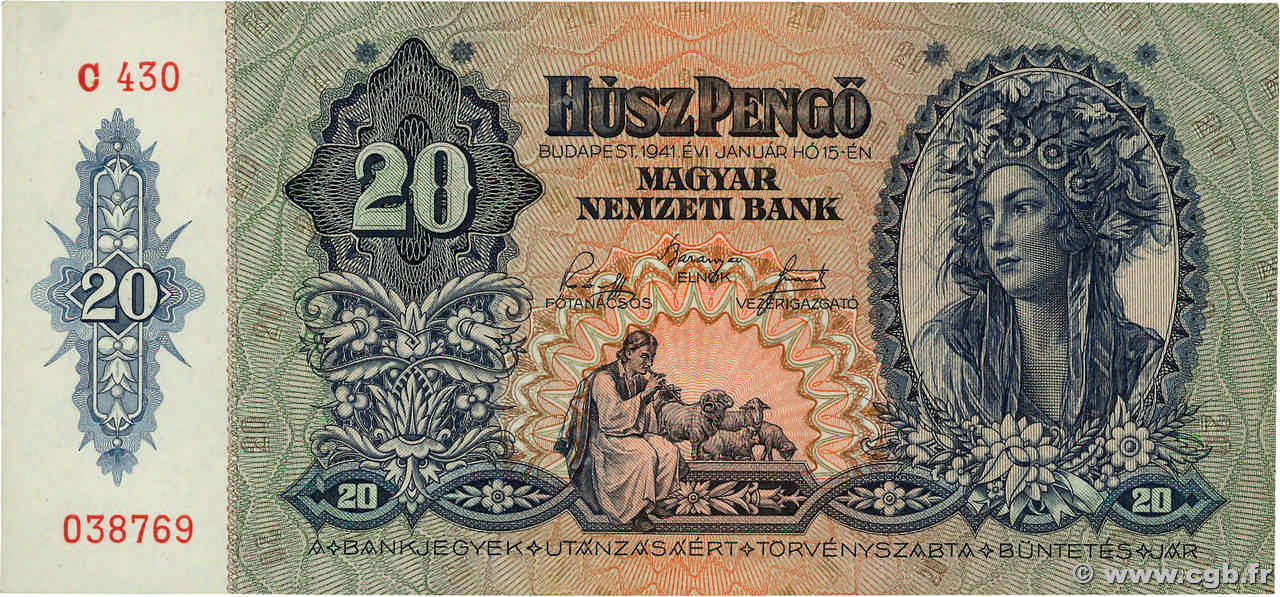 20 Pengö HONGRIE  1941 P.109 SPL+