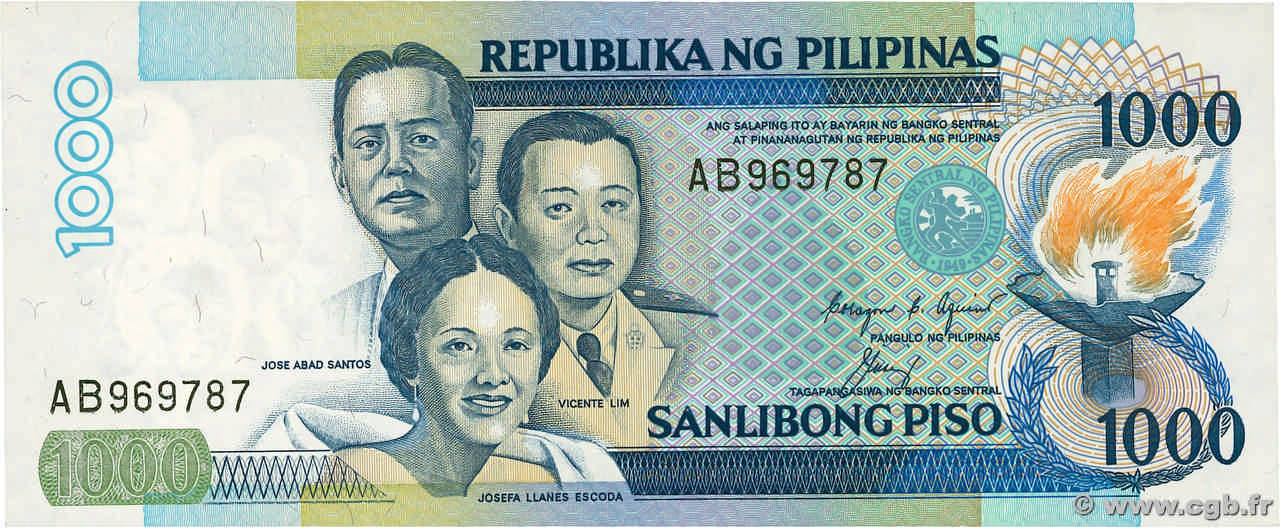 1000 Piso PHILIPPINES  1991 P.174a XF