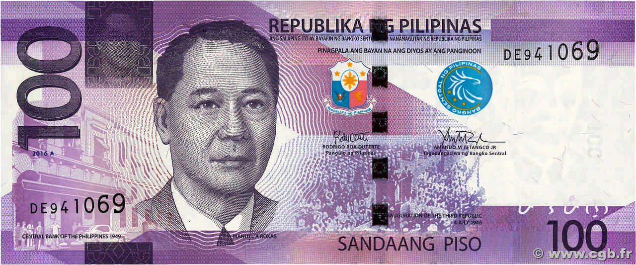 100 Piso PHILIPPINES  2016 P.222b UNC