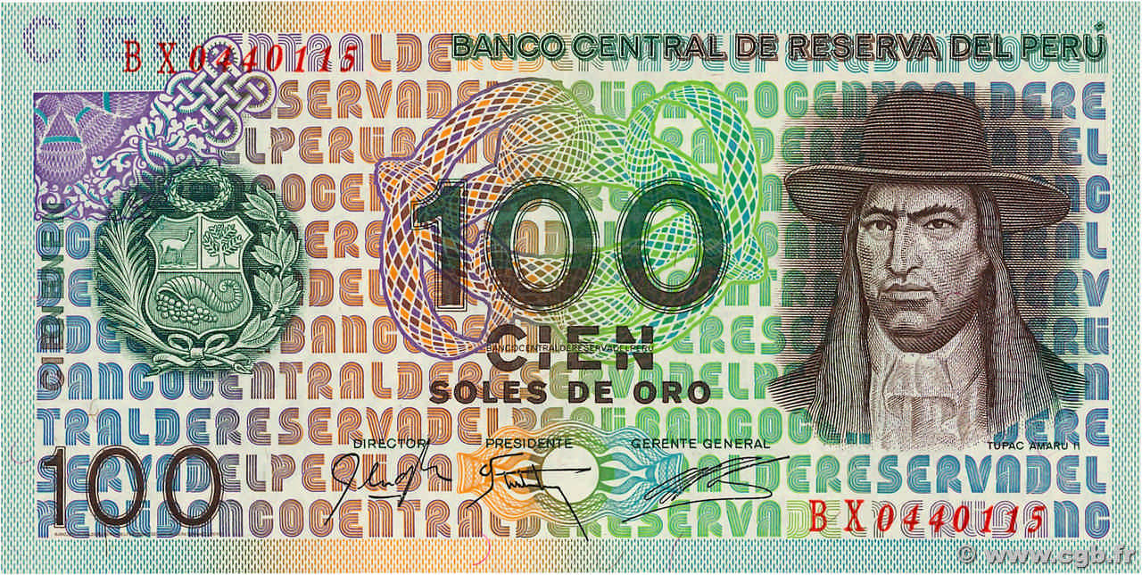 100 Soles de Oro PERU  1976 P.114 UNC